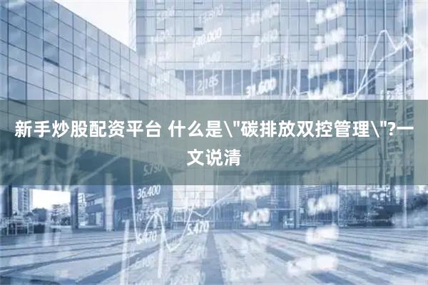 新手炒股配资平台 什么是＂碳排放双控管理＂?一文说清